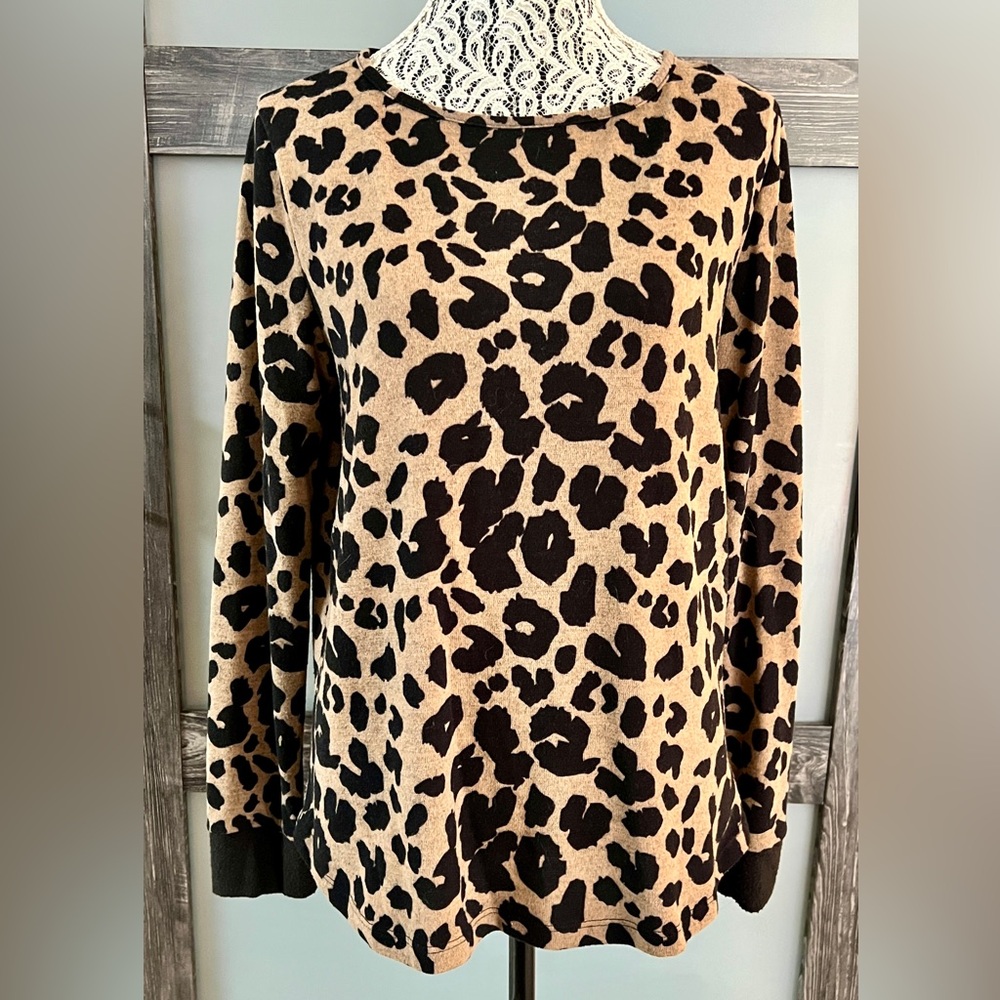 Pink Clover Tan and Black Leopard Print Sweatshirt